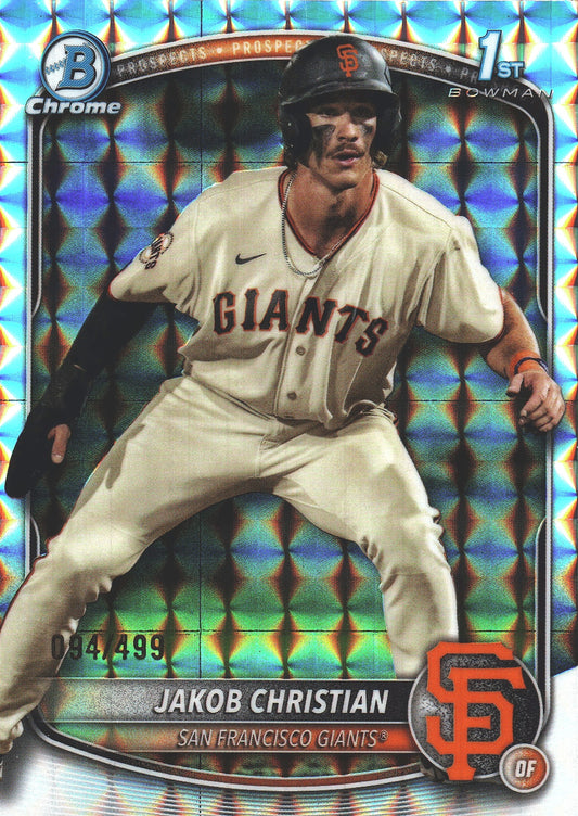 2025 Topps Bowman Chrome Prospects Geometric /499 1st Jakob Christian #BCP-157 San Francisco Giants