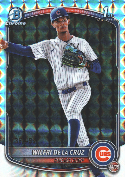 2025 Topps Bowman Chrome Prospects Geometric /499 1st Wilfri De La Cruz #BCP-209 Chicago Cubs
