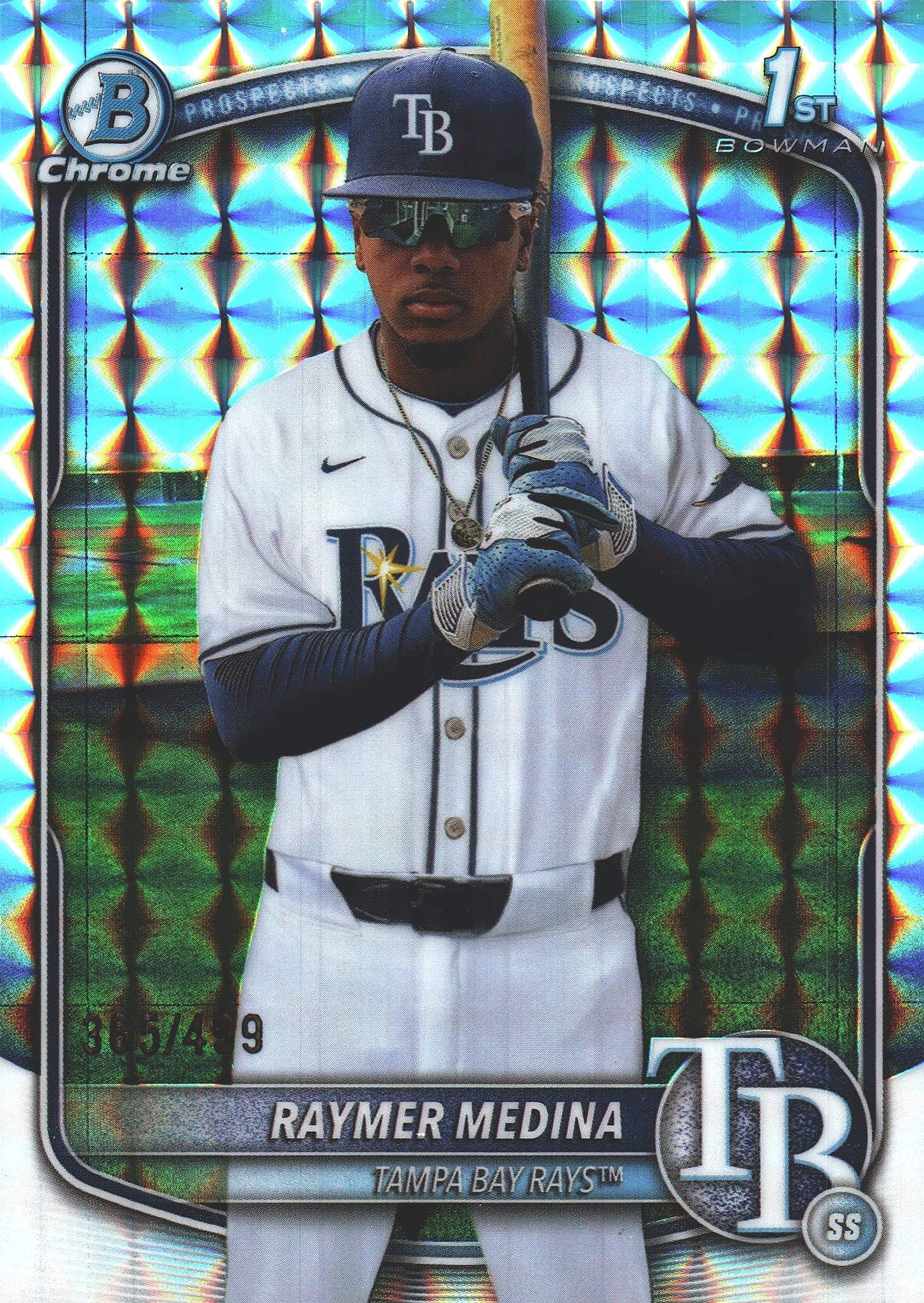 2025 Topps Bowman Chrome Prospects Geometric /499 1st Raymer Medina #BCP-175 Tampa Bay Rays