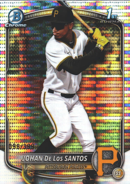 2025 Topps Bowman Chrome Prospects Pulsar /399 1st Johan De Los Santos #BCP-163 Pittsburgh Pirates