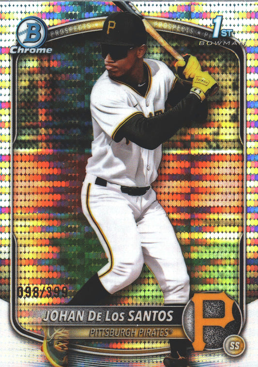 2025 Topps Bowman Chrome Prospects Pulsar /399 1st Johan De Los Santos #BCP-163 Pittsburgh Pirates