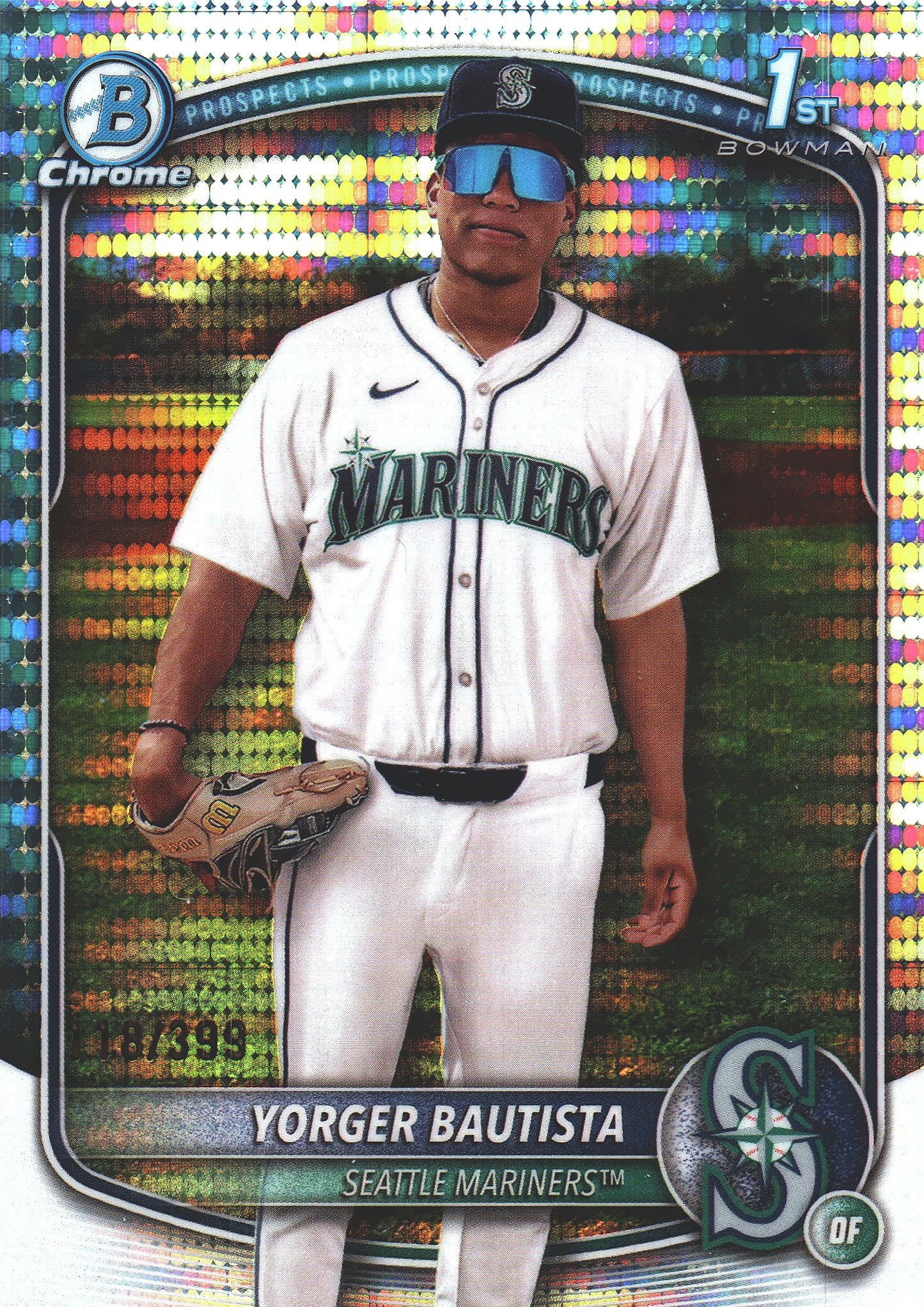 2025 Topps Bowman Chrome Prospects Pulsar /399 1st Yorger Bautista #BCP-194 Seattle Mariners