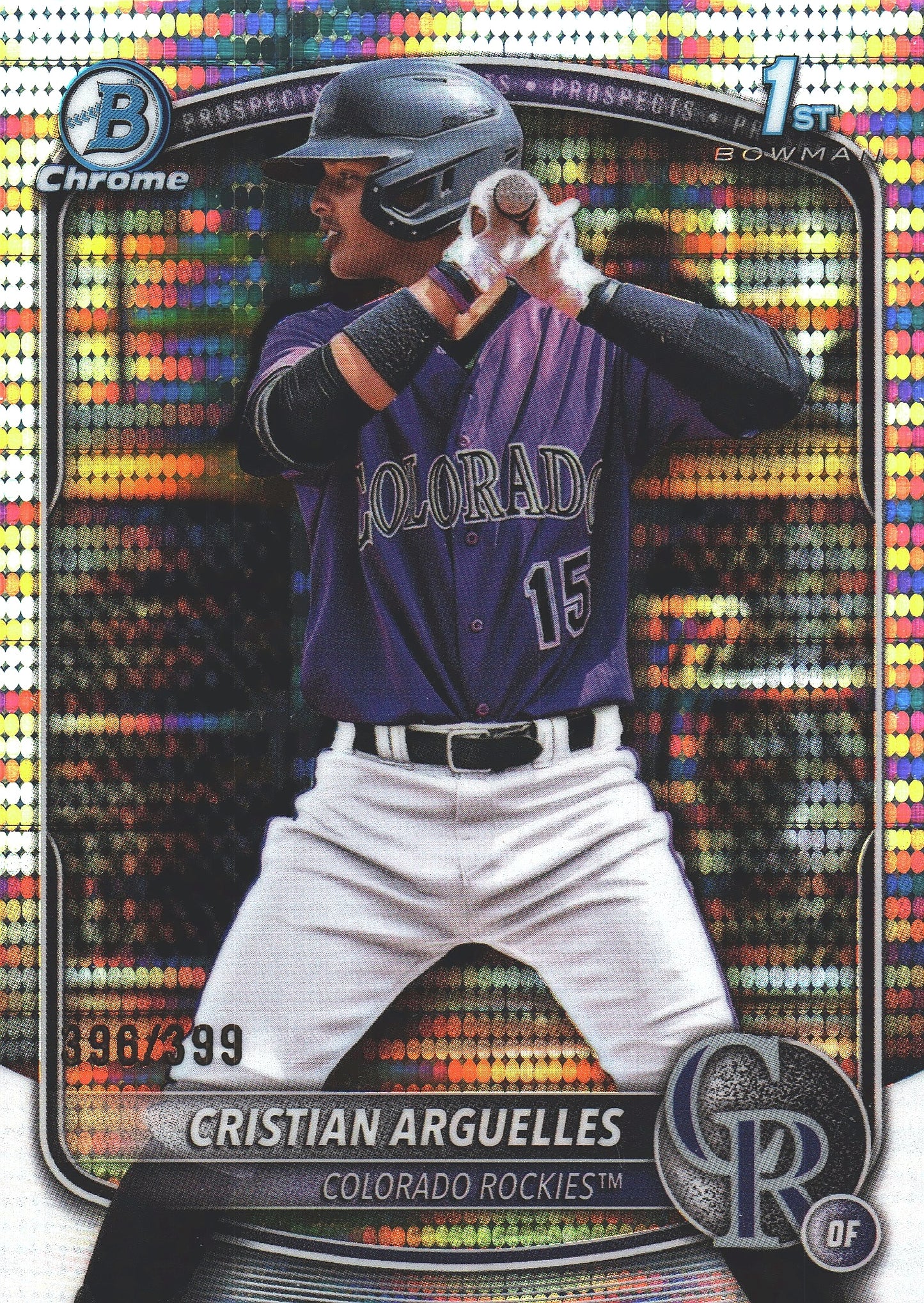 2025 Topps Bowman Chrome Prospects Pulsar /399 1st Cristian Arguelles #BCP-220 Colorado Rockies