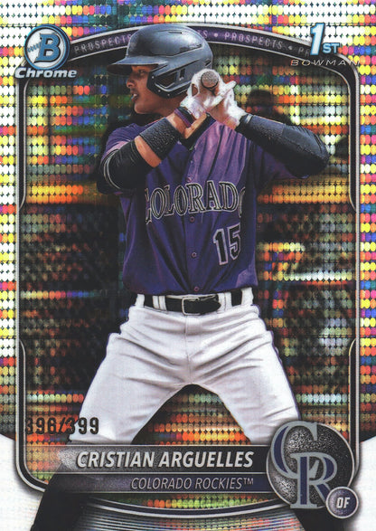2025 Topps Bowman Chrome Prospects Pulsar /399 1st Cristian Arguelles #BCP-220 Colorado Rockies