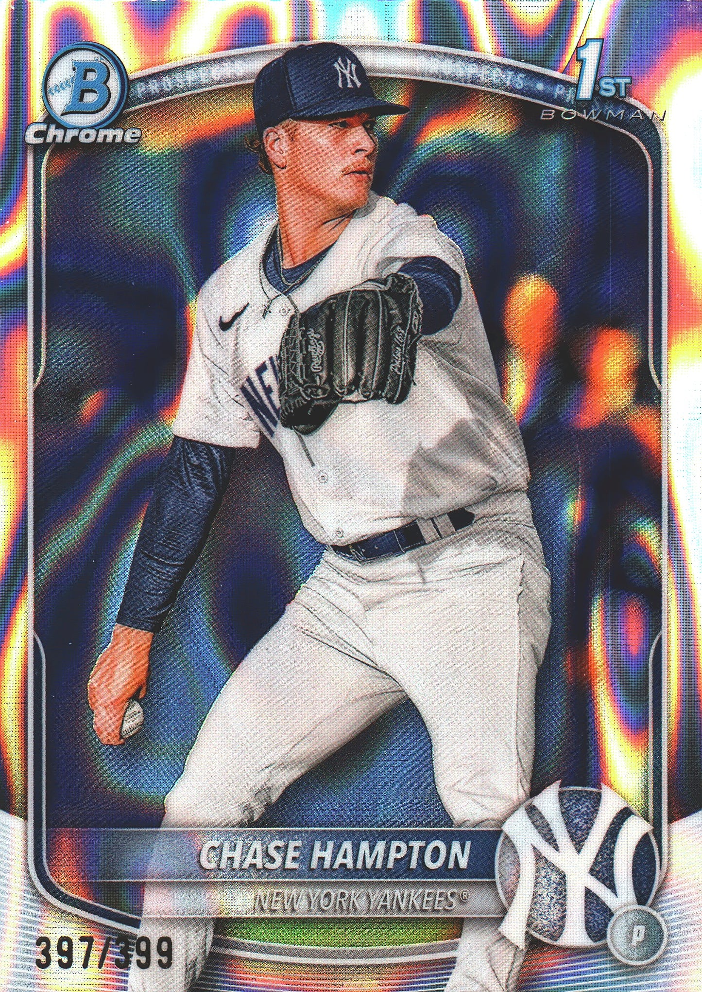 2025 Topps Bowman Chrome Prospects Lava /399 1st Chase Hampton #BCP-57 New York Yankees