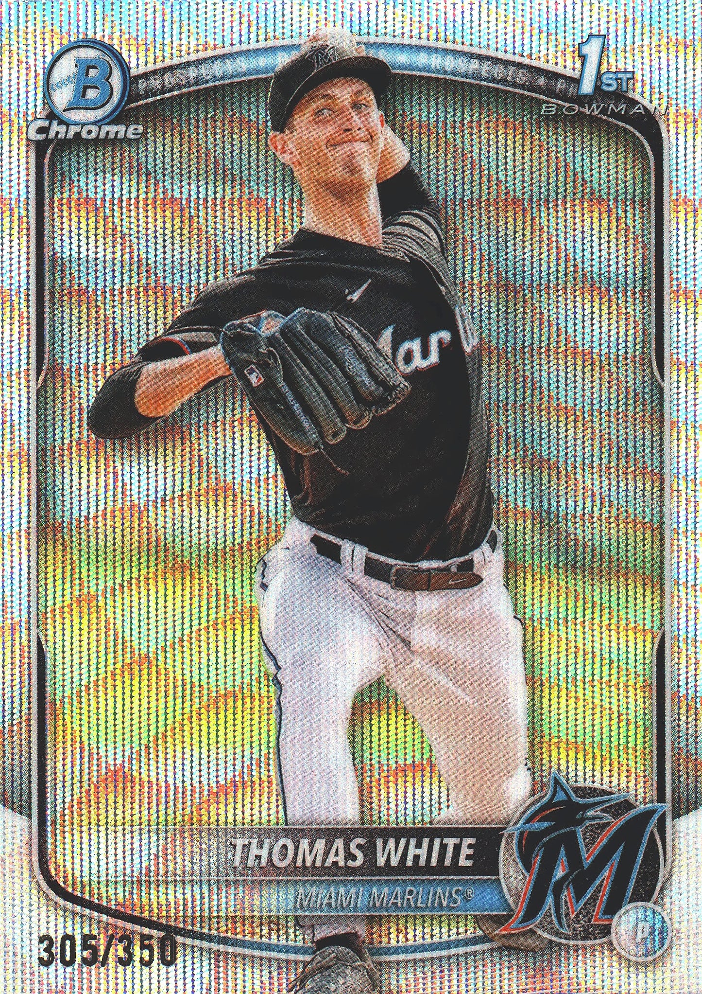 2025 Topps Bowman Chrome Prospects Wave /350 1st Thomas White #BCP-69 Miami Marlins