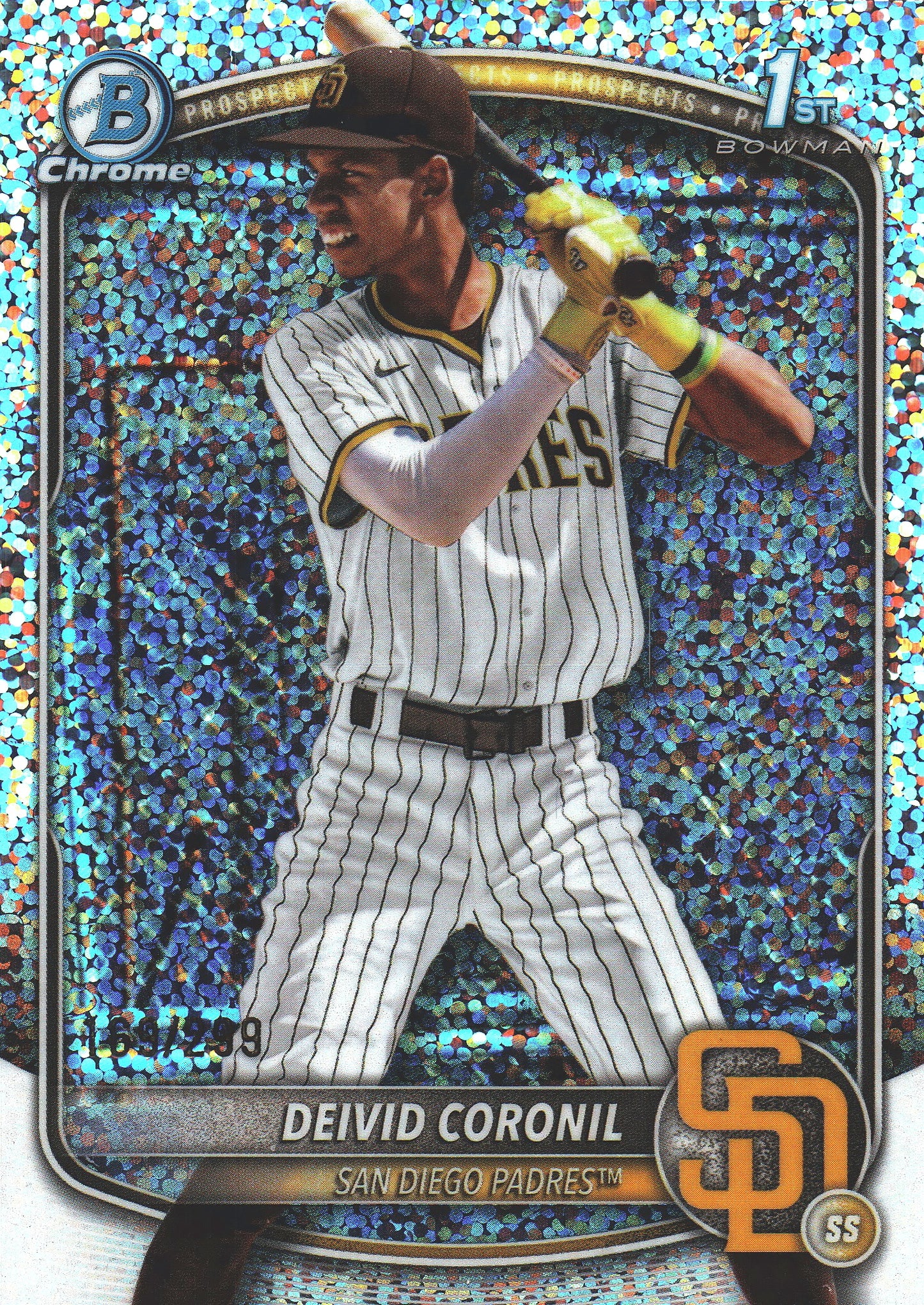 2025 Topps Bowman Chrome Prospects Sparkle /299 1st Deivid Coronil #BCP-173 San Diego Padres