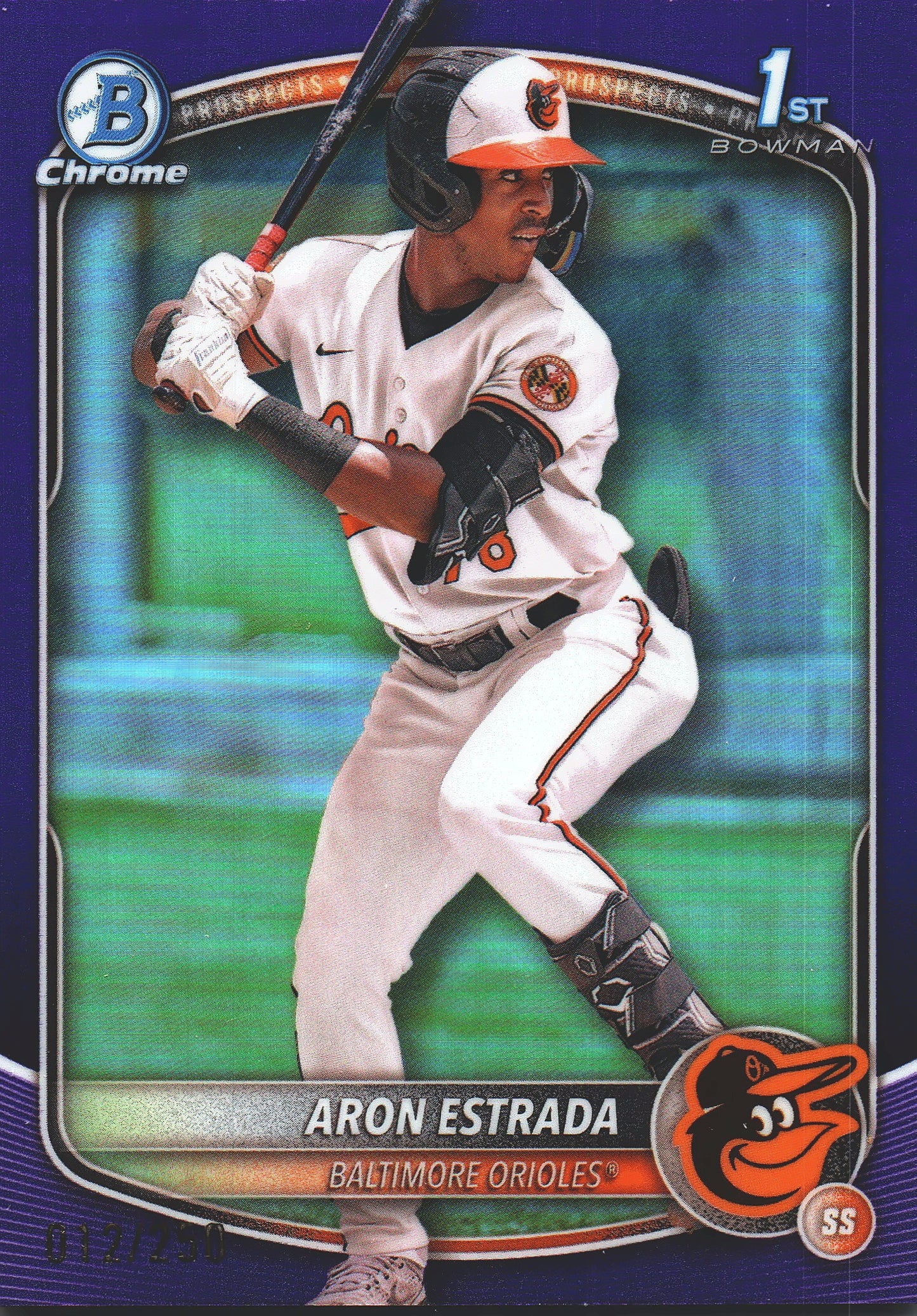 2025 Topps Bowman Chrome Prospects Purple /250 1st Aron Estrada #BCP-33 Baltimore Orioles