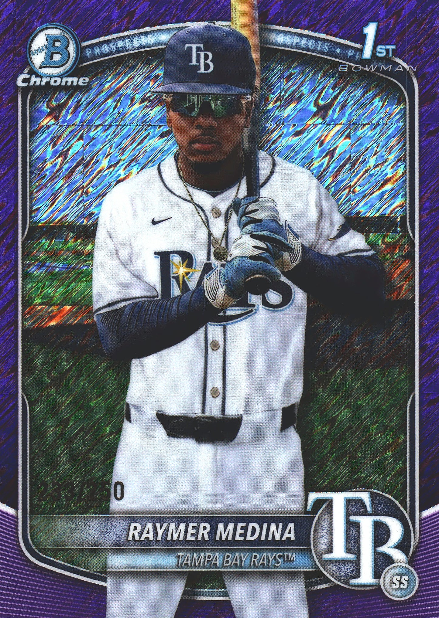 2025 Topps Bowman Chrome Prospects Purple /250 1st Raymer Medina #BCP-175 Tampa Bay Rays