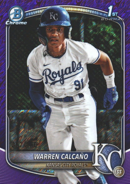 2025 Topps Bowman Chrome Prospects Purple /250 1st Warren Calcaño #BCP-185 Kansas City Royals