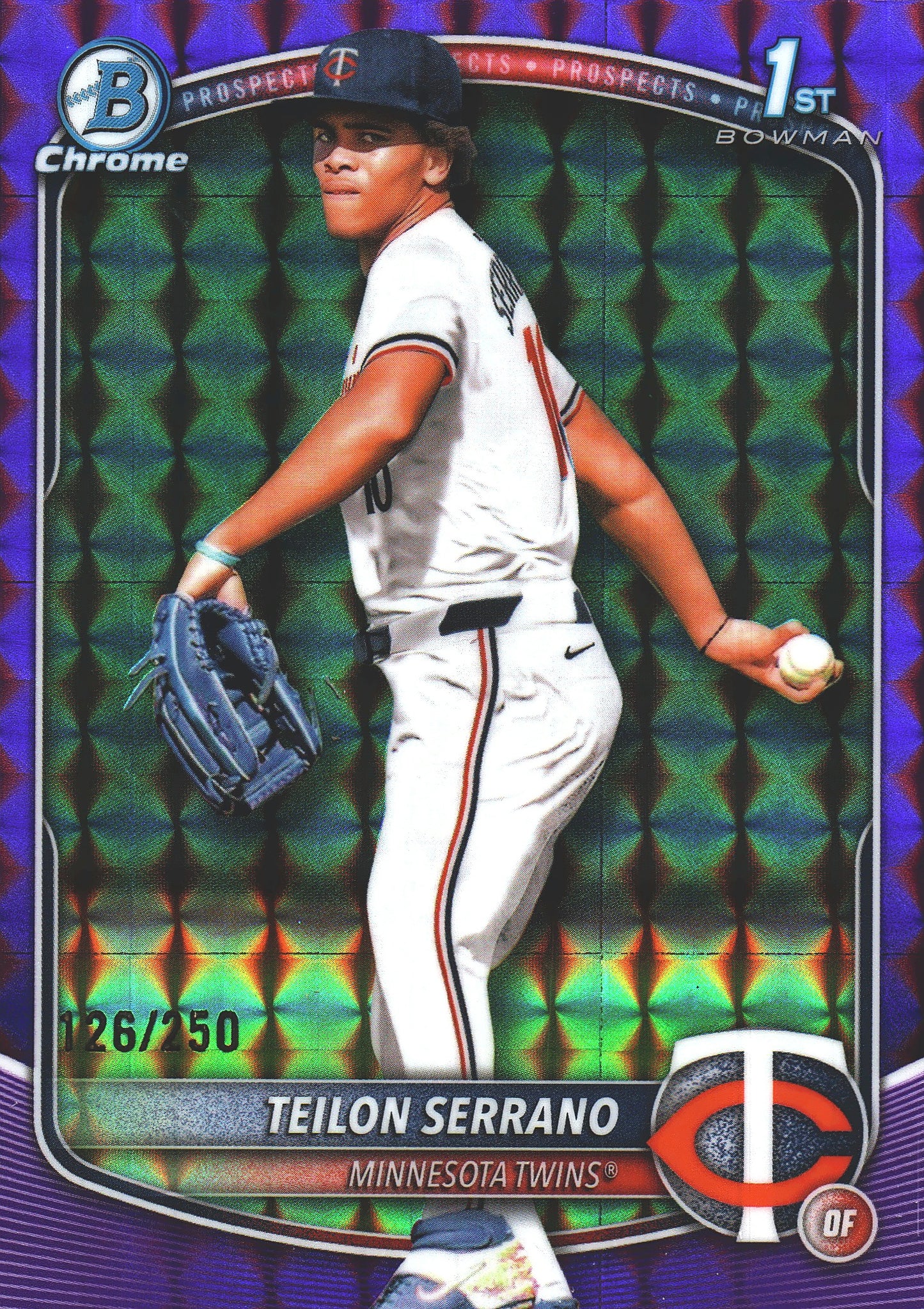 2025 Topps Bowman Chrome Prospects Purple /250 1st Teilon Serrano #BCP-188 Minnesota Twins