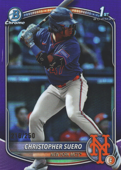 2025 Topps Bowman Chrome Prospects Purple /250 1st Christopher Suero #BCP-191 New York Mets