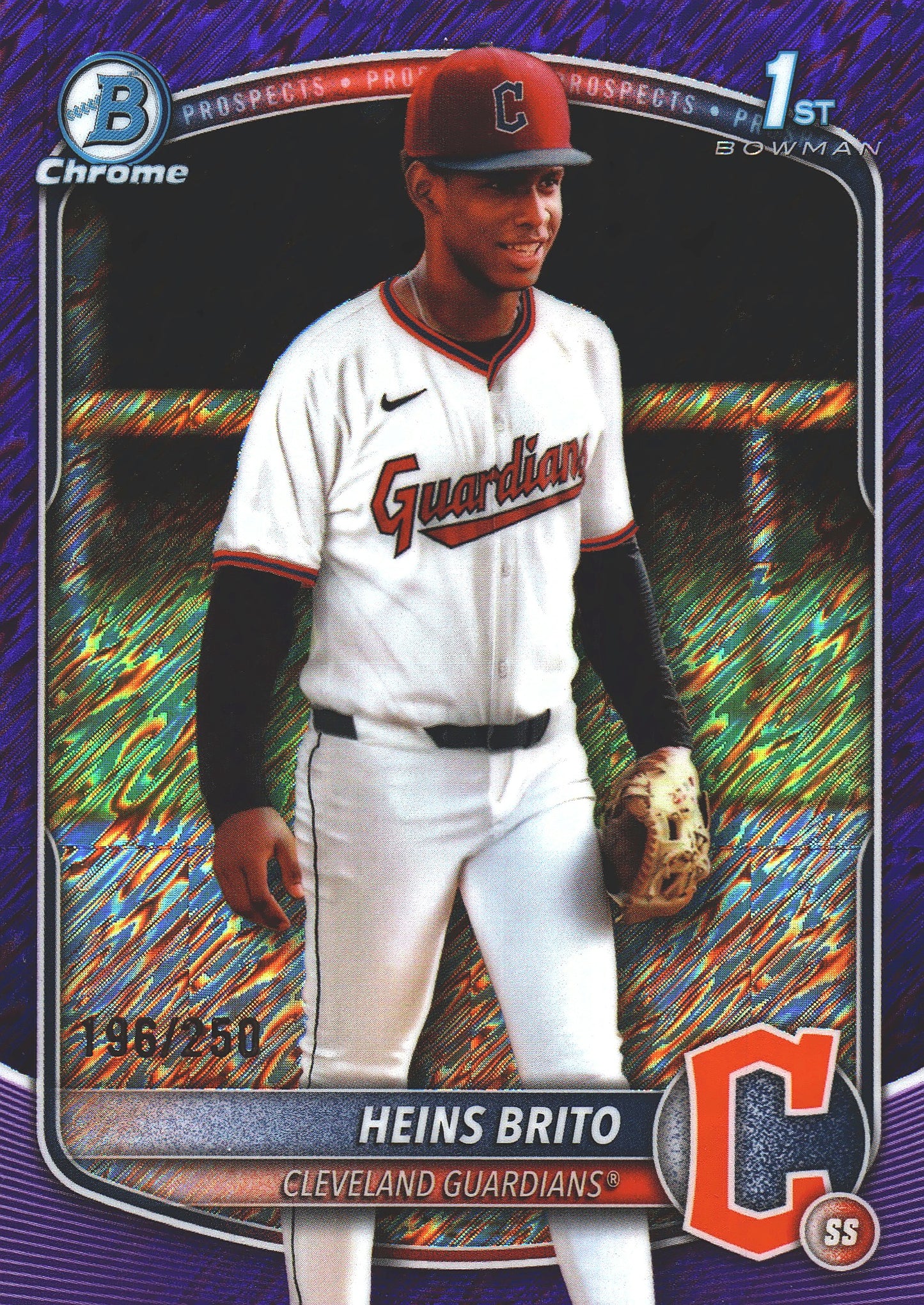 2025 Topps Bowman Chrome Prospects Purple /250 1st Heins Brito #BCP-203 Cleveland Guardians