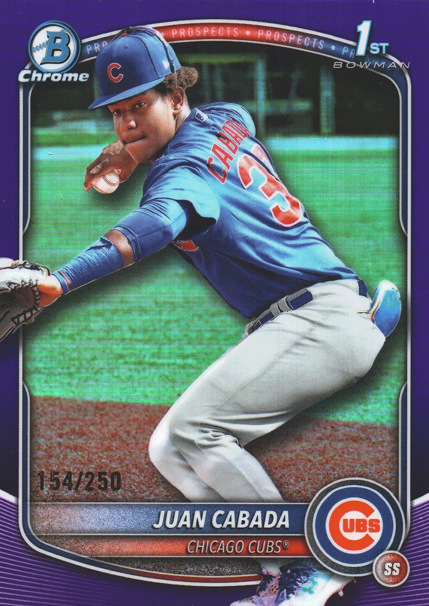 2025 Topps Bowman Chrome Prospects Purple /250 1st Juan Cabada #BCP-207 Chicago Cubs