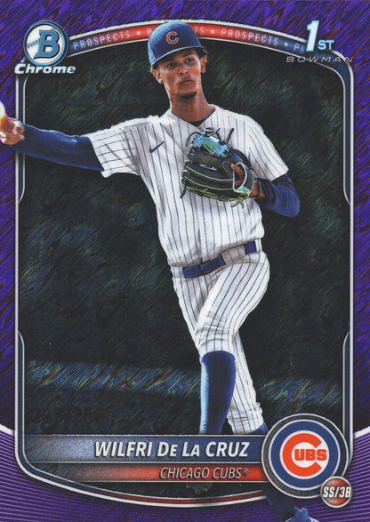 2025 Topps Bowman Chrome Prospects Purple /250 1st Wilfri De La Cruz #BCP-209 Chicago Cubs