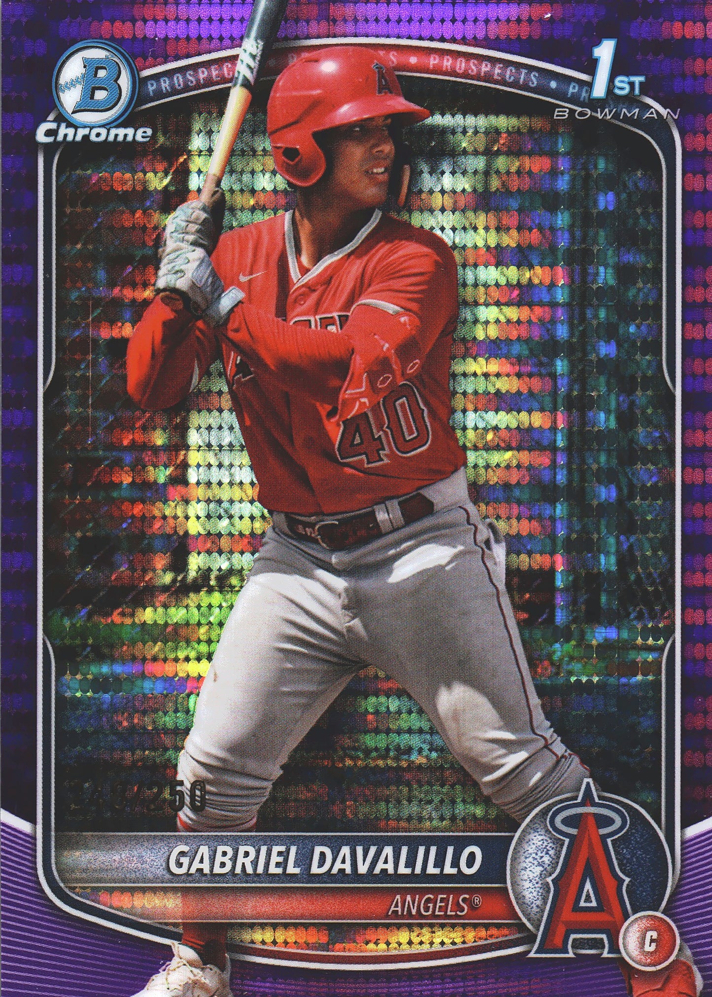 2025 Topps Bowman Chrome Prospects Purple Pulsar /250 1st Gabriel Davalillo #BCP-178 Los Angeles Angels