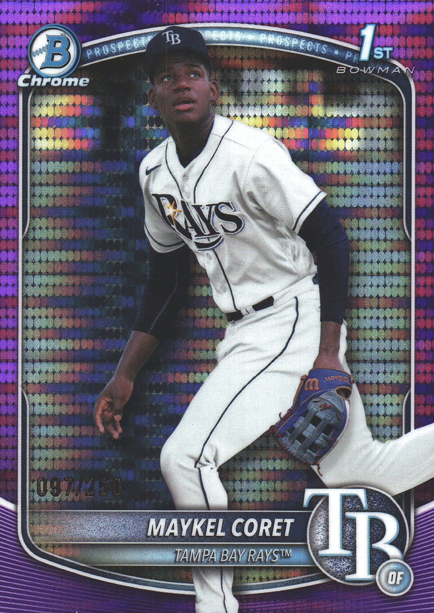 2025 Topps Bowman Chrome Prospects Purple Pulsar /250 1st Maykel Coret #BCP-240 Tampa Bay Rays