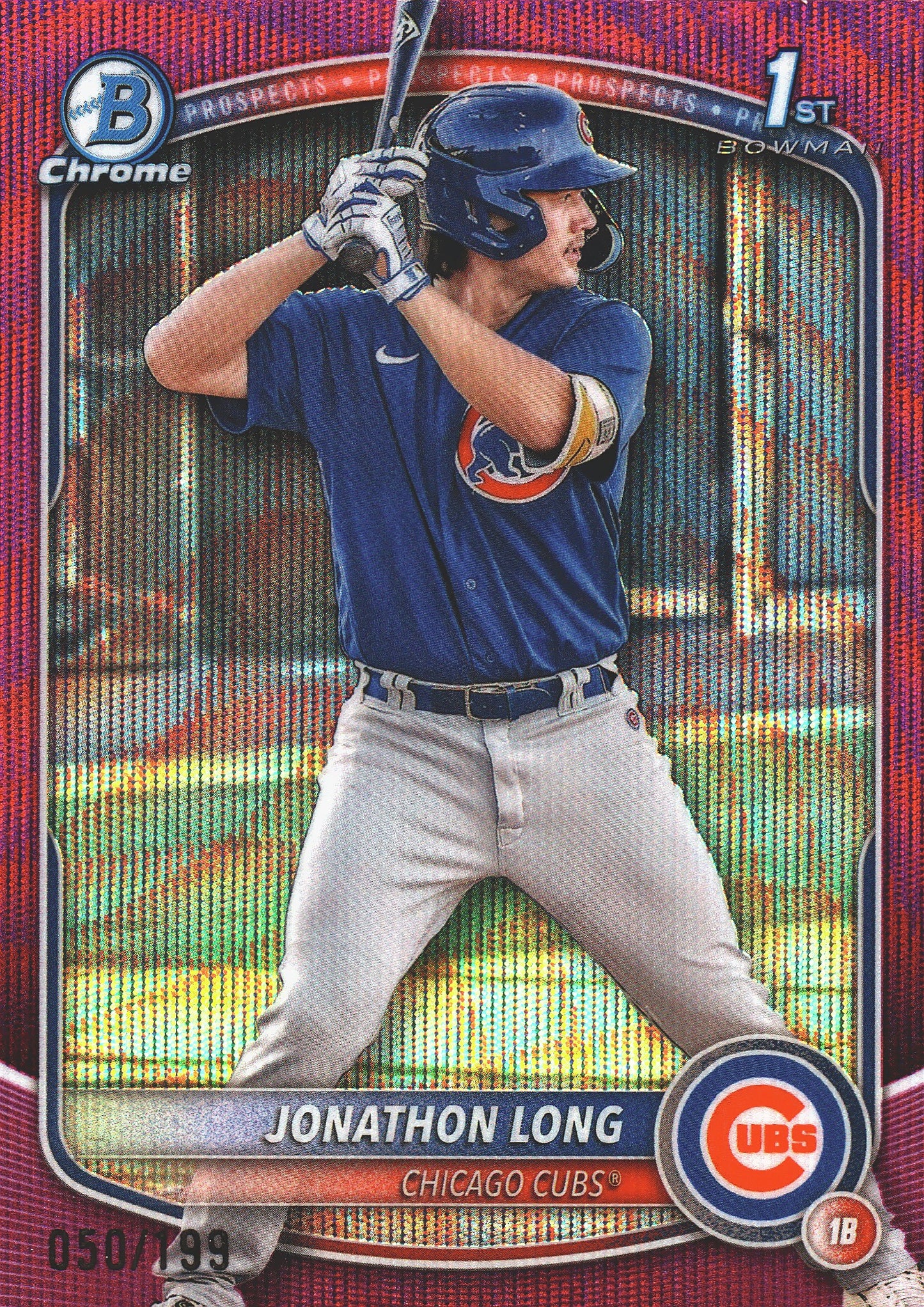 2025 Topps Bowman Chrome Prospects Wave Fuchsia /199 1st Jonathon Long #BCP-58 Chicago Cubs
