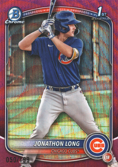 2025 Topps Bowman Chrome Prospects Wave Fuchsia /199 1st Jonathon Long #BCP-58 Chicago Cubs