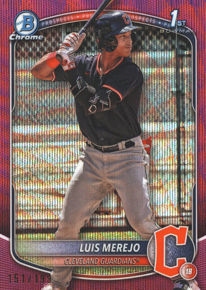 2025 Topps Bowman Chrome Prospects Wave Fuchsia /199 1st Luis Merejo #BCP-140 Cleveland Guardians