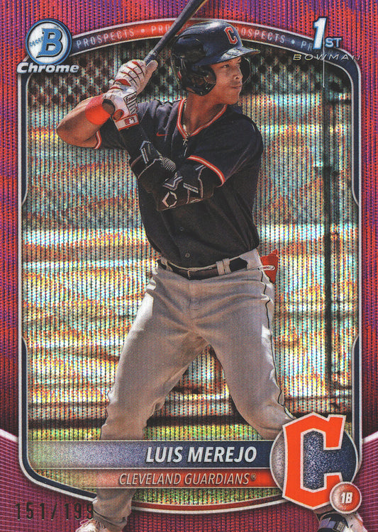 2025 Topps Bowman Chrome Prospects Wave Fuchsia /199 1st Luis Merejo #BCP-140 Cleveland Guardians