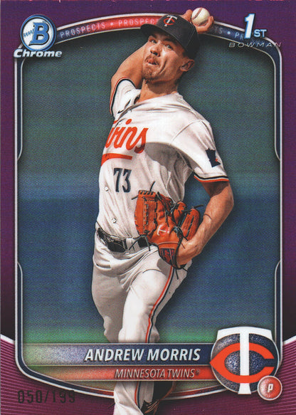 2025 Topps Bowman Chrome Prospects Fuchsia /199 1st Andrew Morris #BCP-90 Minnesota Twins