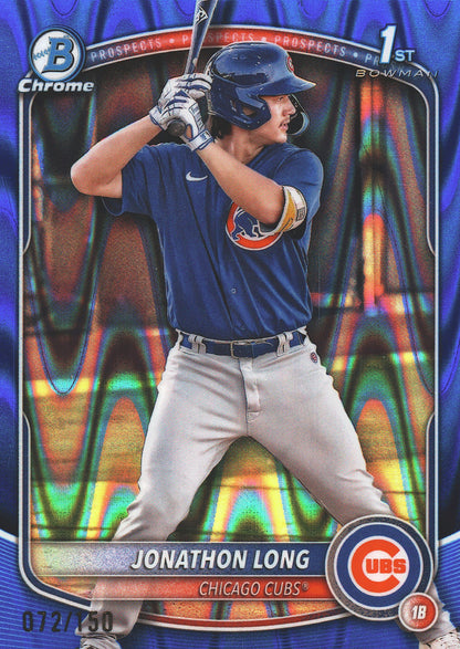 2025 Topps Bowman Chrome Prospects Blue RayWave /150 1st Jonathon Long #BCP-58 Chicago Cubs