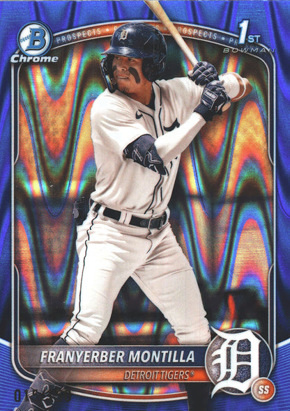 2025 Topps Bowman Chrome Prospects Blue RayWave /150 1st Franyerber Montilla #BCP-5 Detroit Tigers