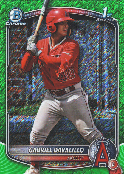 2025 Topps Bowman Chrome Prospects Green Shimmer /99 1st Gabriel Davalillo #BCP-178 Los Angeles Angels