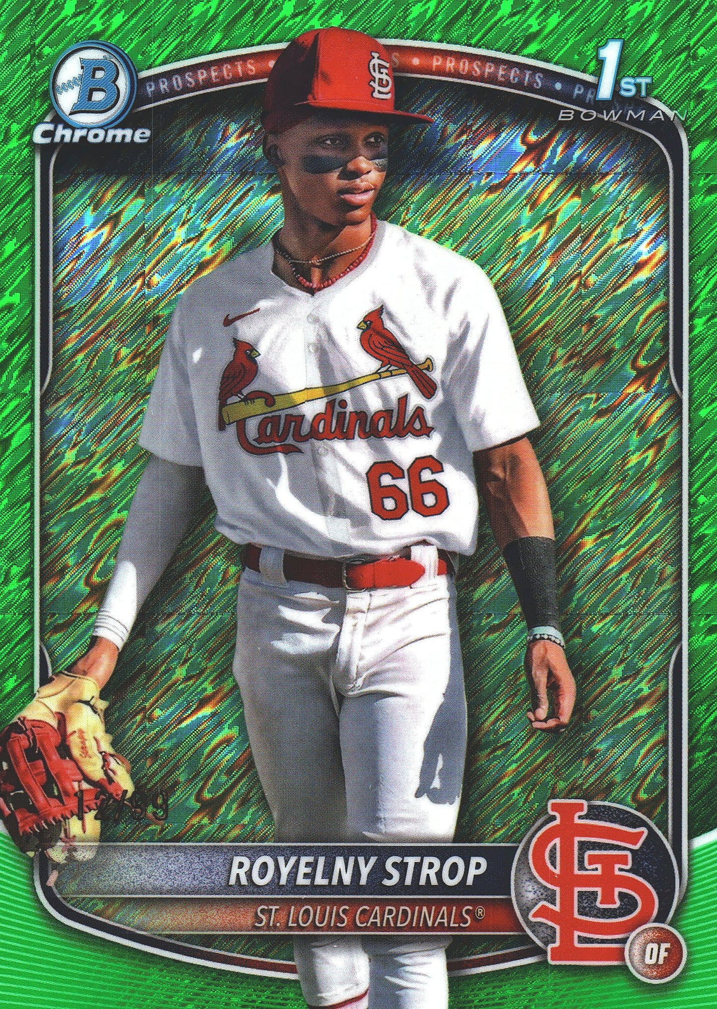 2025 Topps Bowman Chrome Prospects Green Shimmer /99 1st Royelny Strop #BCP-221 St. Louis Cardinals