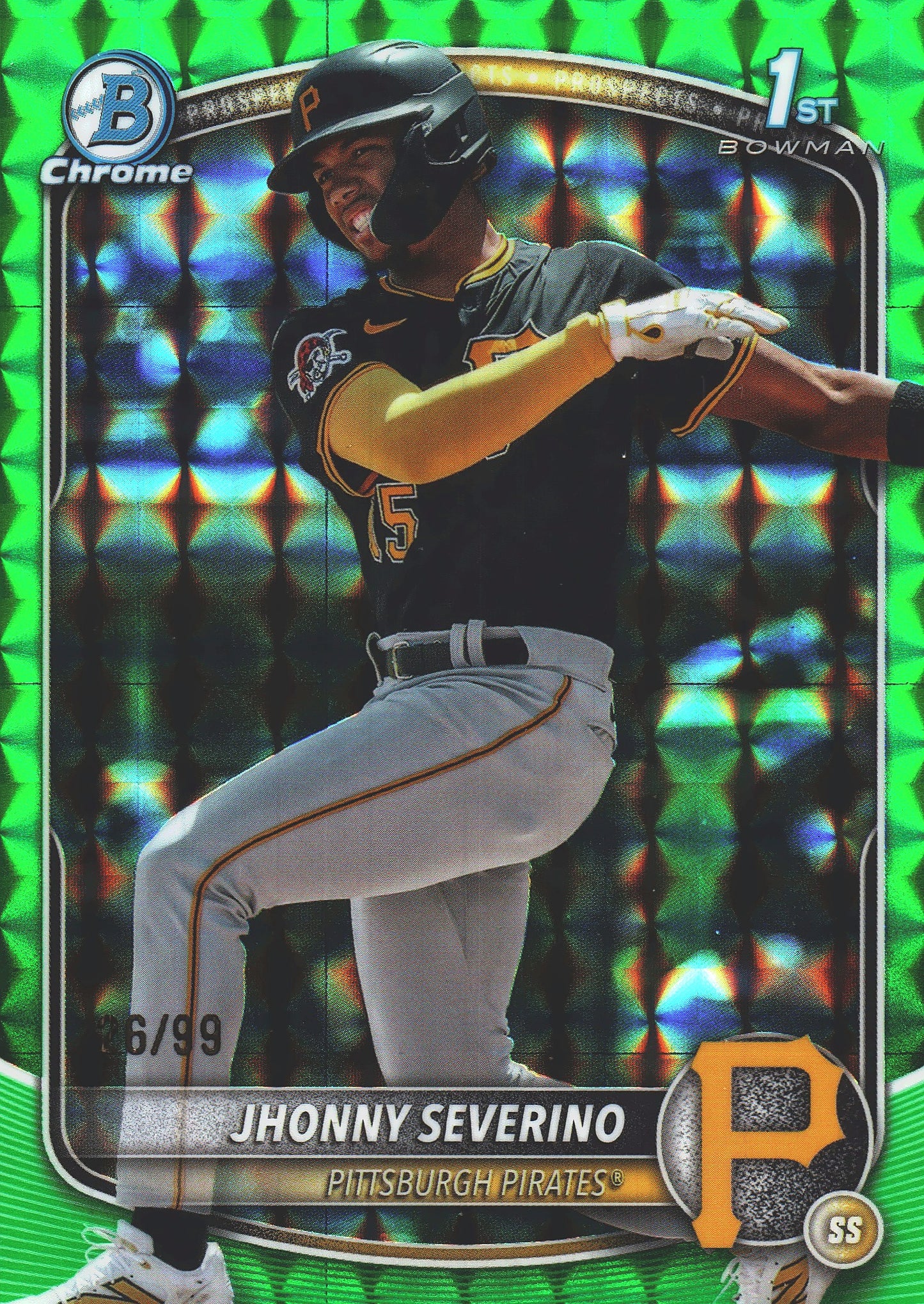 2025 Topps Bowman Chrome Prospects Green Geometric /99 1st Jhonny Severino #BCP-233 Pittsburgh Pirates