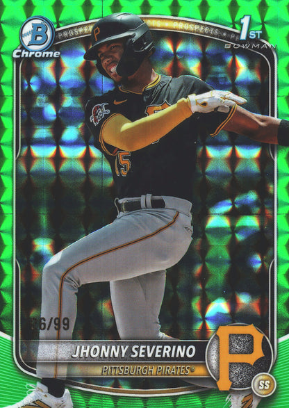 2025 Topps Bowman Chrome Prospects Green Geometric /99 1st Jhonny Severino #BCP-233 Pittsburgh Pirates