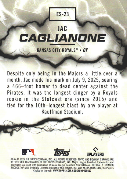 2026 Topps Bowman Chrome Mojo Electric Sluggers RC Jac Caglianone #ES-23 Kansas City Royals