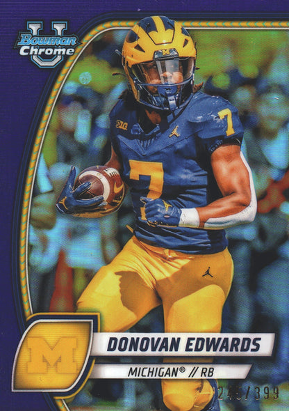 2024 Topps Bowman U Chrome Purple /399 Donovan Edwards #66 Michigan Wolverines