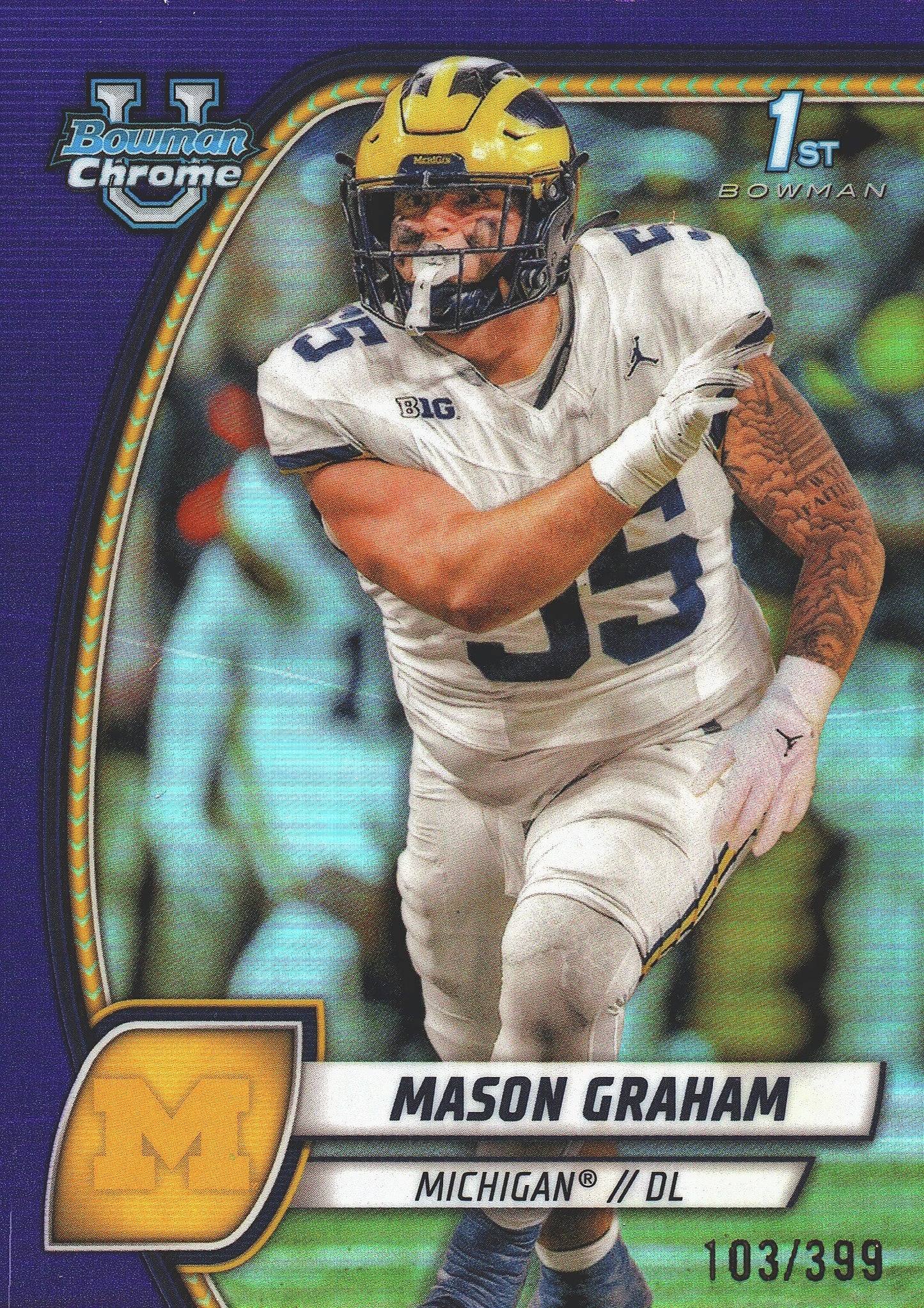 2024 Topps Bowman U Chrome Purple /399 Mason Graham #127 Michigan Wolverines