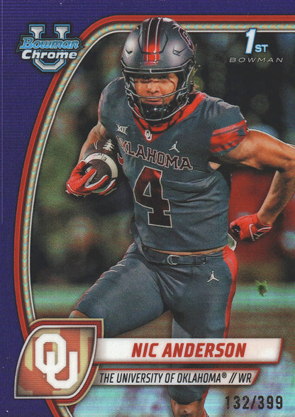 2024 Topps Bowman U Chrome Purple /399 Nic Anderson #136 Oklahoma Sooners