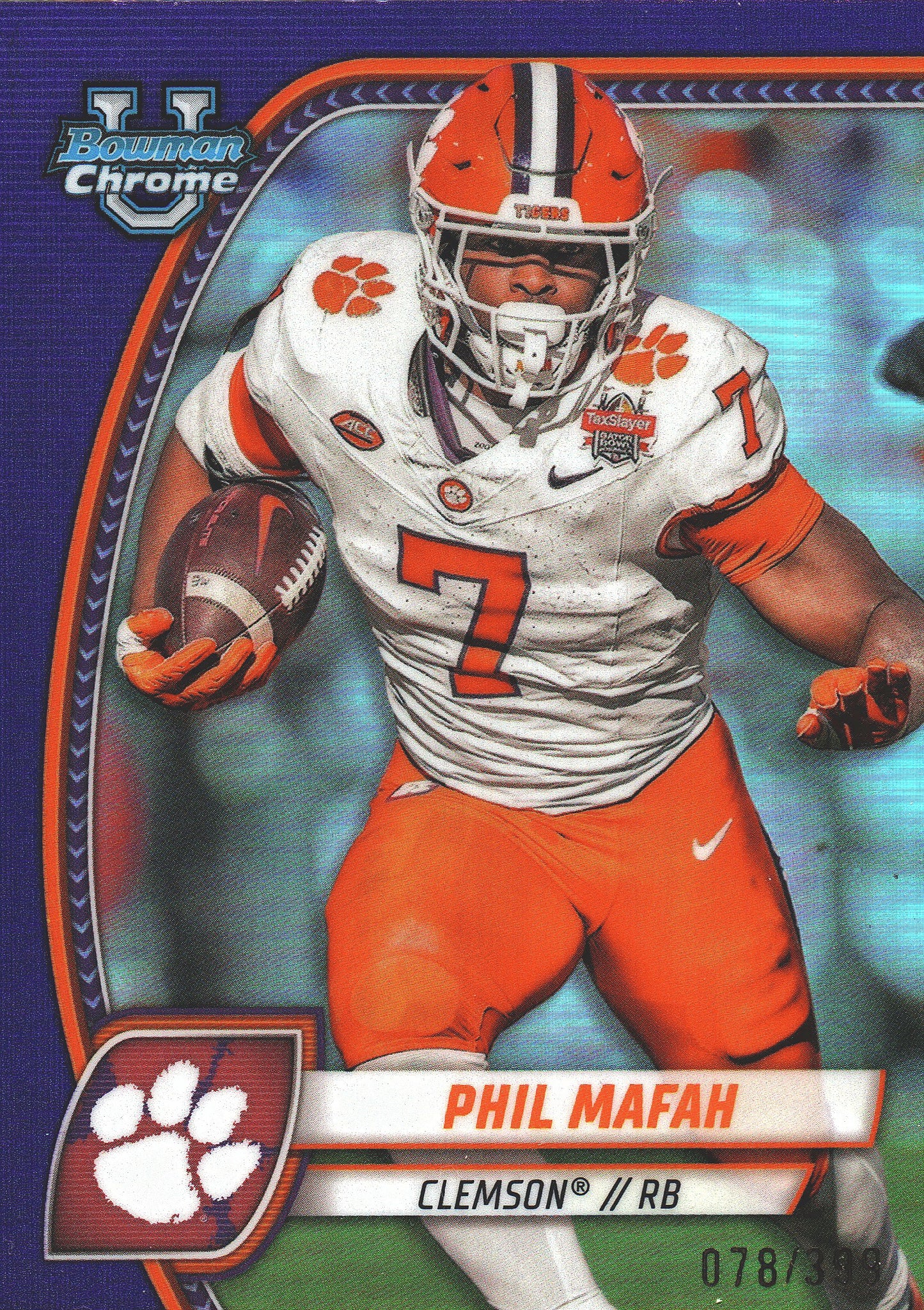 2024 Topps Bowman U Chrome Purple /399 Phil Mafah #144 Clemson Tigers