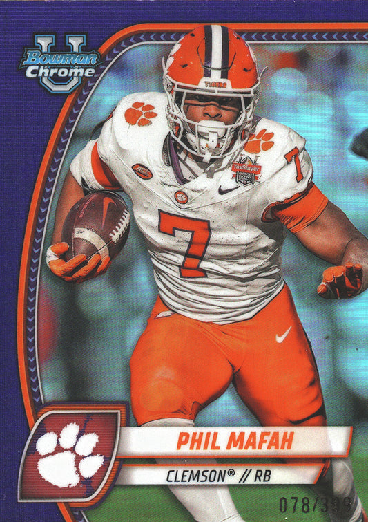 2024 Topps Bowman U Chrome Purple /399 Phil Mafah #144 Clemson Tigers