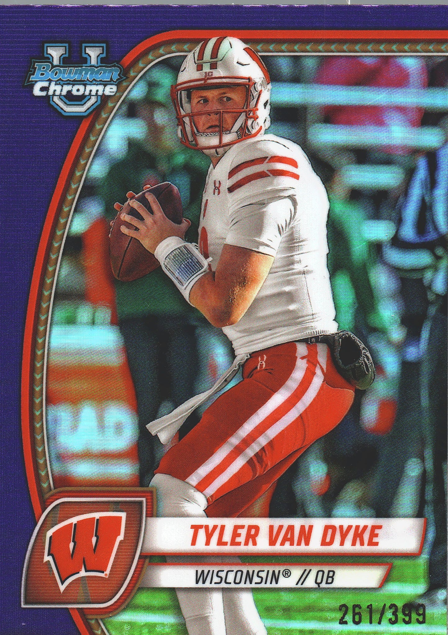 2024 Topps Bowman U Chrome Purple /399 Tyler Van Dyke #180 Wisconsin Badgers
