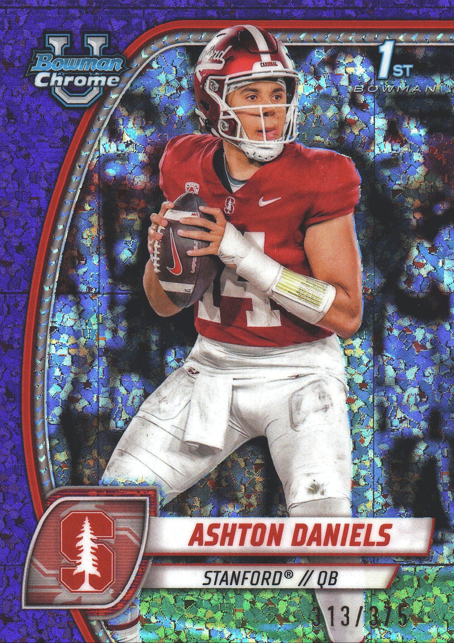 2024 Topps Bowman U Chrome Purple Mini Diamond /375 Ashton Daniels #16 Stanford Cardinal