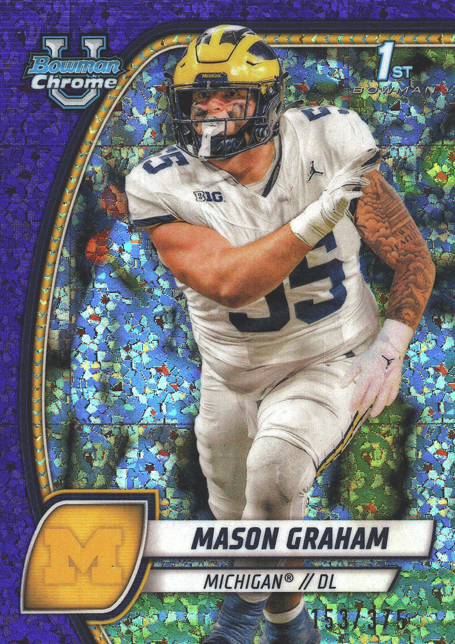 2024 Topps Bowman U Chrome Purple Mini Diamond /375 Mason Graham #127 Michigan Wolverines