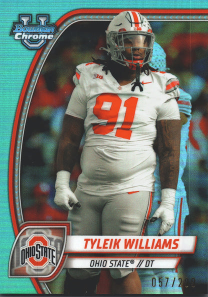 2024 Topps Bowman U Chrome Aqua /299 Tyleik Williams #149 Ohio State Buckeyes