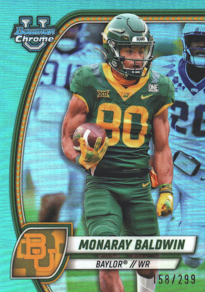 2024 Topps Bowman U Chrome Aqua /299 Monaray Baldwin #163 Baylor Bears