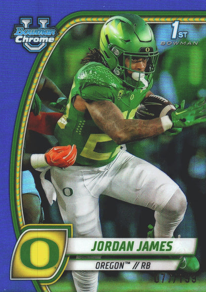 2024 Topps Bowman U Chrome Blue /199 Jordan James #105 Oregon Ducks