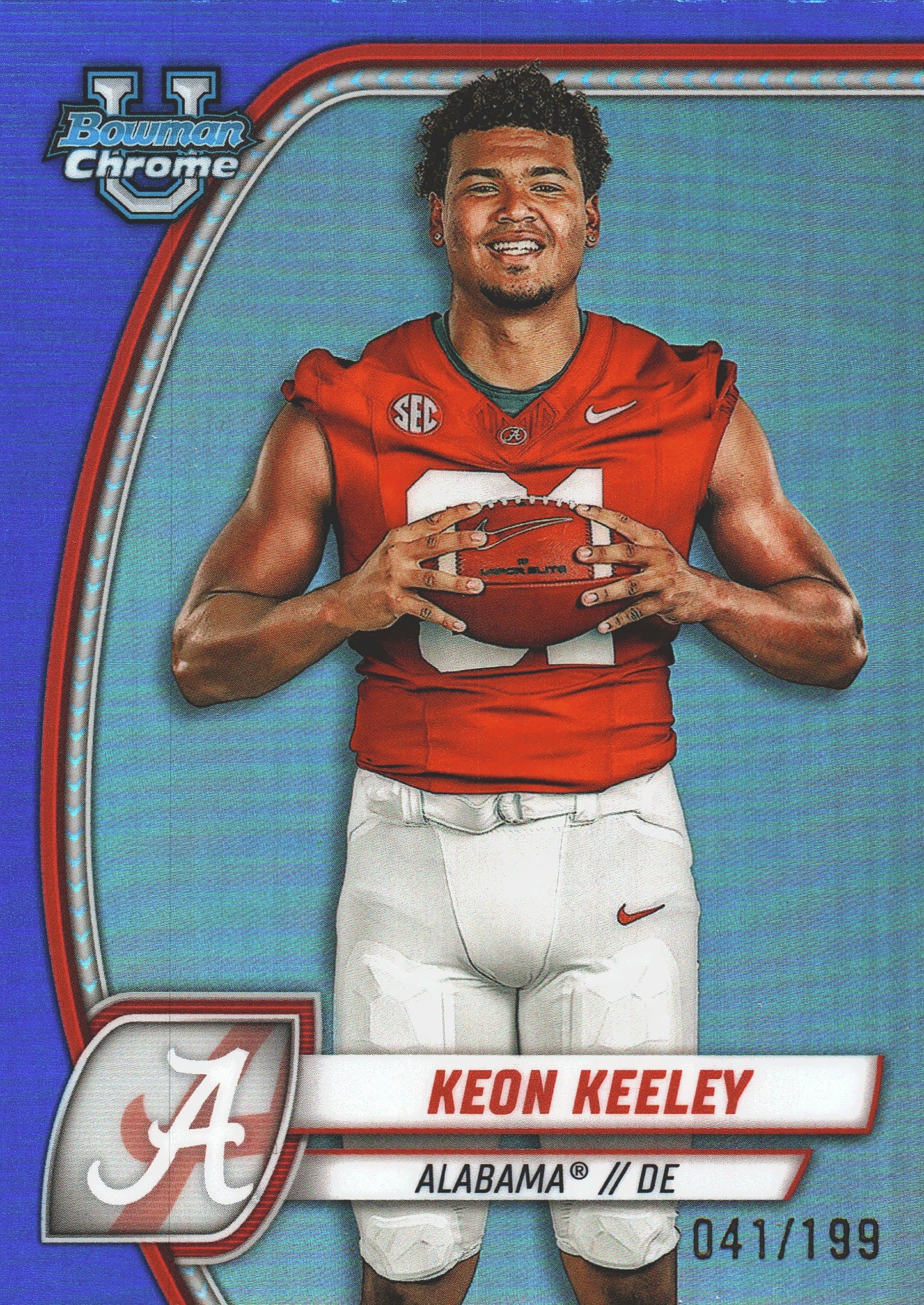 2024 Topps Bowman U Chrome Blue /199 Keon Keeley #113 Alabama Crimson Tide