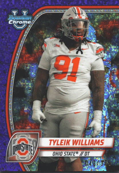 2024 Topps Bowman U Chrome Purple Mini Diamond /375 Tyleik Williams #149 Ohio State Buckeyes
