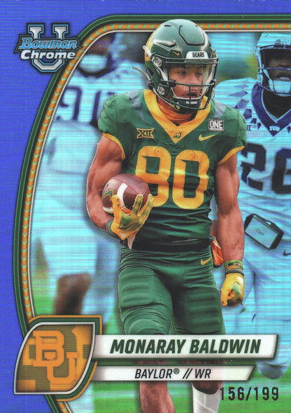 2024 Topps Bowman U Chrome Blue /199 Monaray Baldwin #163 Baylor Bears