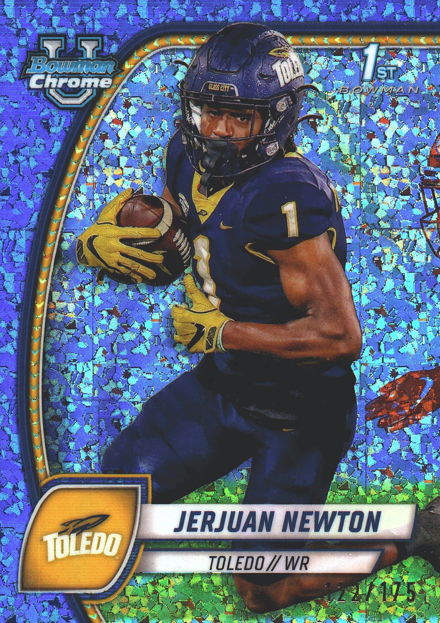 2024 Topps Bowman U Chrome Blue Mini Diamond /175 Jerjuan Newton #98 Toledo Rockets