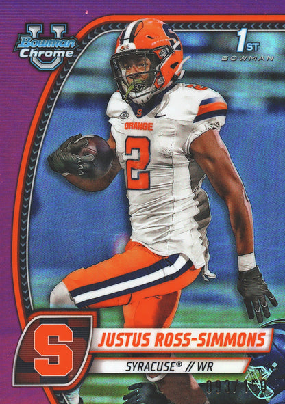 2024 Topps Bowman U Chrome Pink /150 Justus Ross-Simmons #109 Syracuse Orange