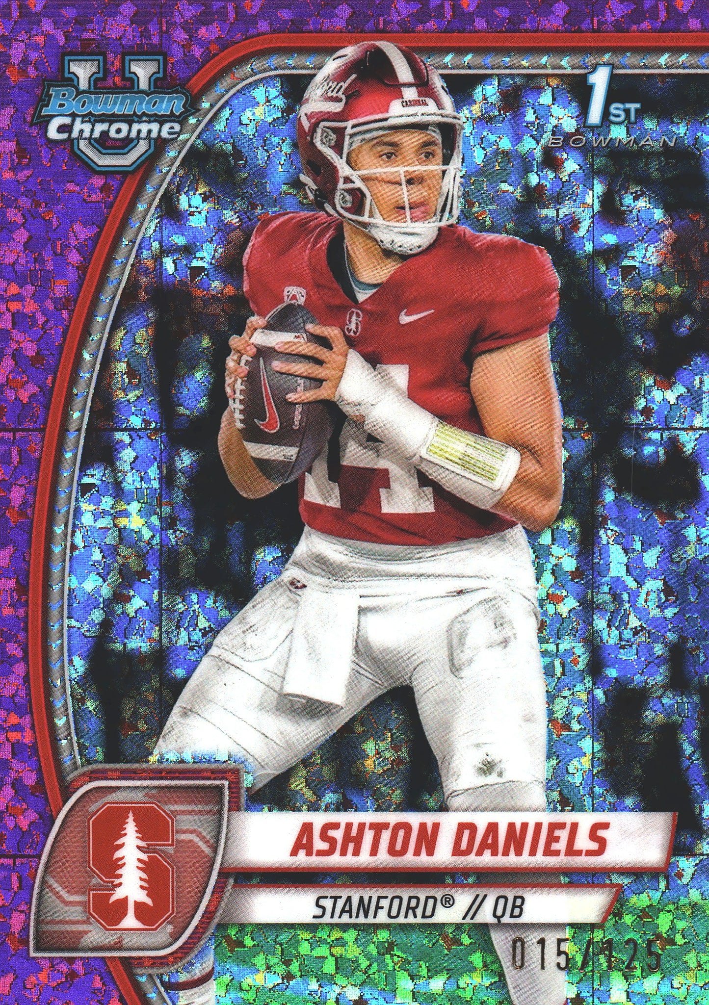 2024 Topps Bowman U Chrome Pink Mini Diamond /125 Ashton Daniels #16 Stanford Cardinal